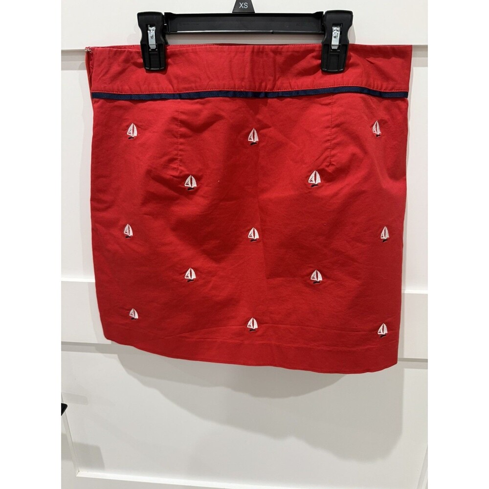 Vineyard Vines Red Nautical Stretch Embroidered Sail Boats Mini Skirt 4